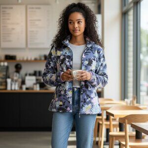 Vera Bradley Women's Fleece Full Zip Jacket Pockets Chrysanthemum Crush size M